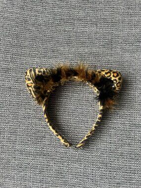 Women’s Leopard Cheetah Ears Headband Halloween Costume Sequins Feathers